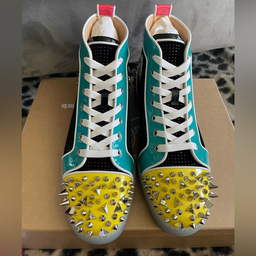 Christian Louboutin Men’s Pik Pik Orlato Flat Patent Velour Sneaker. BRAND NEW!